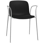 Esszimmerstühle, Stuhl Troy mit Armlehnen, schwarz – Chrom, Schwarz