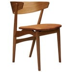 Dining chairs, No 7 chair, oiled oak - cognac leather, Brown