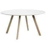 Ruokapöydät, CPH25 pyöreä pöytä, 140 cm, saippuoitu tammi - valk. laminaatti, Valkoinen