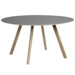Tables de salle à manger, Table ronde CPH25, 140 cm, chêne savonné - linoléum gris, Gris