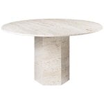 Ruokapöydät, Epic ruokapöytä, pyöreä, 130 cm, valkoinen travertiini, Valkoinen