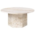 Tavolino Epic, rotondo, 80 cm, travertino bianco