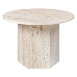 GUBI Tavolino Epic, rotondo, 60 cm, travertino bianco