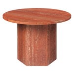 GUBI Epic coffee table, round, 60 cm, red travertine