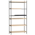 Bookcases, Tray shelf, high, 1+4 oak - 1 black, Black