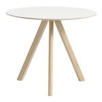 Tables de salle à manger, Table ronde CPH 20 90 cm, chêne laqué - stratifié blanc, Blanc