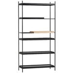 Bookcases, Tray shelf, high, 1 oak - 1+4 black, Black