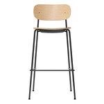 Tabourets et chaises de bar, Chaise de bar Co, 75,5 cm, acier noir - chêne, Noir