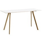 CPH30 table, 200 x 80 cm, high, lacquered oak -  off white lino