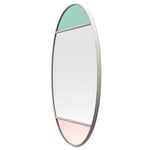 Vitrail mirror, 50 x 60 cm, oval, light grey