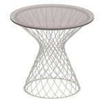 Tables de jardin, Table basse Heaven 50 cm, blanc mat, plateau en verre, Blanc