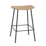 Tabourets et chaises de bar, Tabouret de comptoir Fiber, 65 cm, piétement tube, ocre - noir, Naturel