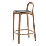 Siro+ bar stool 65 cm, oak - black leather