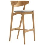 Bar stools & chairs, No 7 bar stool, 75 cm, white lacquered oak - grey Remix 123, Natural