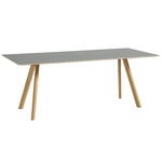 Matbord, CPH30 bord, 200 x 90 cm, lackad ek - grå linoleum, Grå