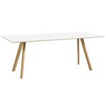 Tables de salle à manger, Table CPH30, 200 x 90 cm, chêne laqué - stratifié blanc, Blanc
