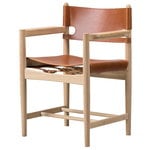 Ruokapöydän tuolit, The Spanish Dining Chair tuoli käsinojilla, konjakki nahka - sai, Ruskea