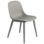 Dining chairs, Fiber side chair, wood base, grey, Gray