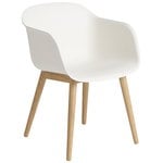 Dining chairs, Fiber armchair, wood base, white - oak, White