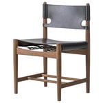 Dining chairs, The Spanish Dining Chair, black leather - smoked oak, Black
