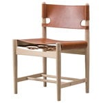 Ruokapöydän tuolit, The Spanish Dining Chair tuoli, konjakki nahka - saippuoitu tamm, Ruskea