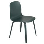 Visu chair, wood base, dark green