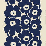 Unikko linen fabric, linen - dark blue Unikko linen fabric, linen - dark blue