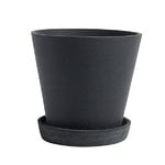 Flowerpot and saucer, L, black