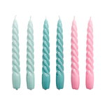 HAY Twist candles, set of 6, arctic blue - teal - pink
