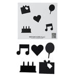 Muistitaulut, Organise with Icons, Happy Birthday, musta, Musta