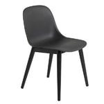 Fiber side chair, wood base, black, PU lacquer