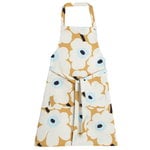 Pieni Unikko apron, beige-off white-blue Pieni Unikko apron, beige-off white-blue