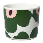 Oiva - Unikko coffee cup 2 dl, 2 pcs, white - green - peach Oiva - Unikko coffee cup 2 dl, 2 pcs, white - green - peach