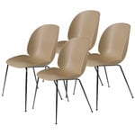 Dining chairs, Beetle chair, black chrome - pebble brown, set of 4, Brown