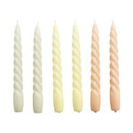 Candles, Twist candles, set of 6, grey beige - citrus - nude, Multicolour