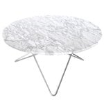 Tavoli da salotto, Tavolo O, acciaio inox - marmo bianco, Bianco