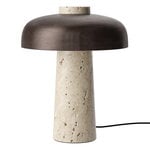 Table lamps, Reverse table lamp, bronzed brass - travertine, Beige