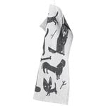 Tea towels, Koirapuisto tea towel, white - black, White