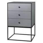 Side & end tables, Frame 49 sideboard with 3 drawers, dark grey, Gray