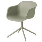 Fiber armchair, swivel base, dusty green