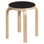 Aalto stool E60, black linoleum - birch