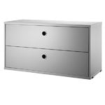 Shelving units, String chest with 2 drawers, 78 x 30 cm, grey, Gray