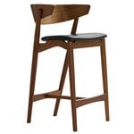 Bar stools & chairs, No 7 bar stool, 65 cm, smoked oak - black leather, Brown