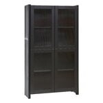 Classic vitrine, reeded glass, 84 x 149 cm, black lacquered
