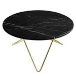 Coffee tables, O table, brass - black marble, Black