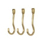 Wall hooks, Curvature hook, 3 pcs, brass, Gold