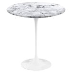 Tavoli da appoggio, Tavolino Tulip, 51 cm, marmo bianco, Bianco