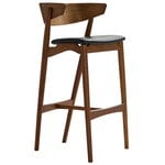 Bar stools & chairs, No 7 bar stool, 75 cm, smoked oak - black leather, Brown