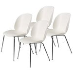 Dining chairs, Beetle chair, black chrome - alabaster white, set of 4, White