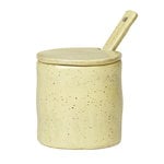 Flow jam jar with spoon, yellow speckle